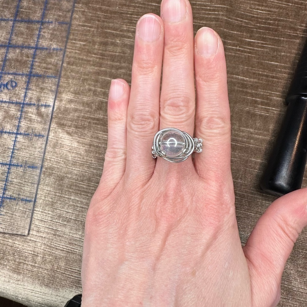 Glass Wire wrap ring size 10 - Picture 8 of 8